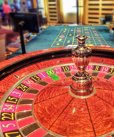 casino roulette wheel and chips