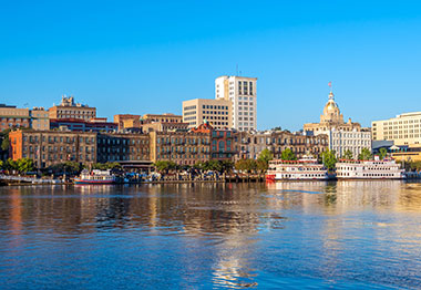 Watefront view of Savannah, Georgia