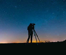 stargazing with telescope