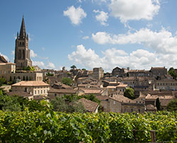 Saint Emilion village and vineyard in Bordeaux region