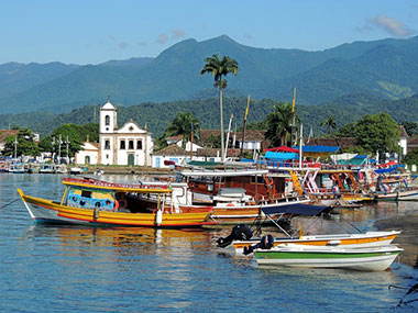 Rural Brazil waterfront village with boats