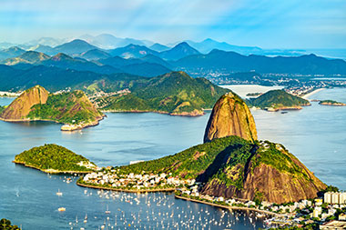 Aerial view of Sugarloaf Mountain in Rio de Janeiro