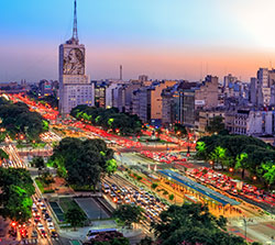 Aerial view of Buenos Aires at twilight