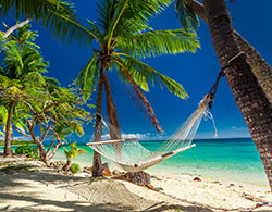 Fiji island with hammock on beach
