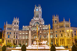 Plaza de Cibeles in Madrid with the Palace of Communication at night