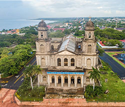 Nicaragua aerial view with cathedral