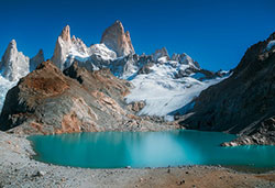 Patagonia mountain range and glacial lake